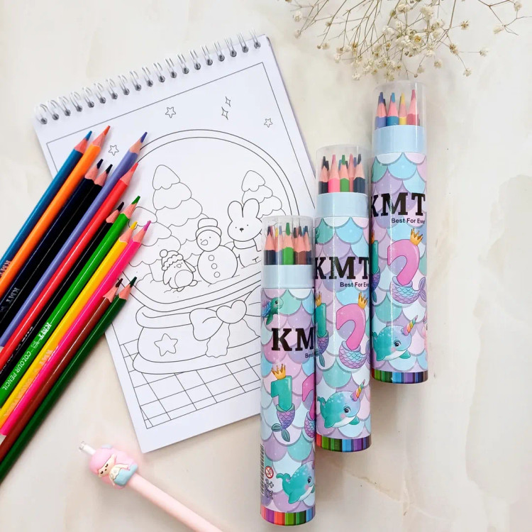 مدادرنگی استوانه ای لوله ای 12 رنگ با کیفیت از برند kmt
