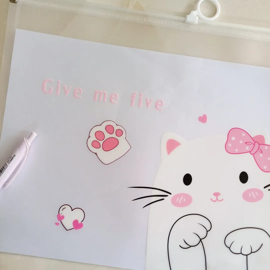 پوشه آ۴ شفاف زیپدار مدل پیشی کیوت ، کاور A4 زیپ کیپ فانتزی