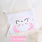 پوشه آ۴ شفاف زیپ دار مدل پیشی کیوت ، کاور A4 زیپ کیپ فانتزی