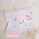 پوشه آ۴ شفاف زیپ دار مدل پیشی کیوت ، کاور A4 زیپ کیپ فانتزی