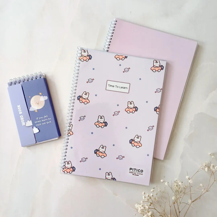 دفتر زبان دوخط انگلیسی ۶۰ برگ فنری مجلد پیتیکو