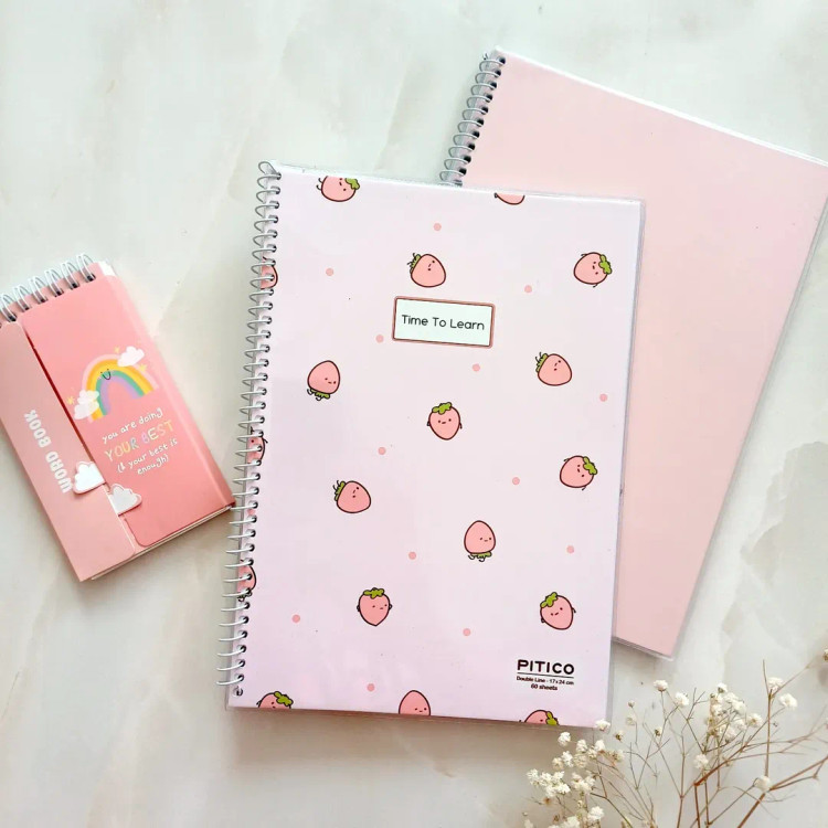 دفتر زبان دوخط انگلیسی ۶۰ برگ فنردار مجلد از برند پیتیکو