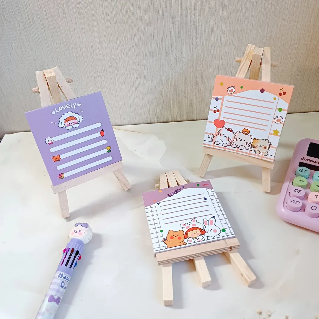 برگه یادداشت استیک نوت و نوت بوم چوبی پایه دار و استند و نگهدارنده موبایل و گوشی