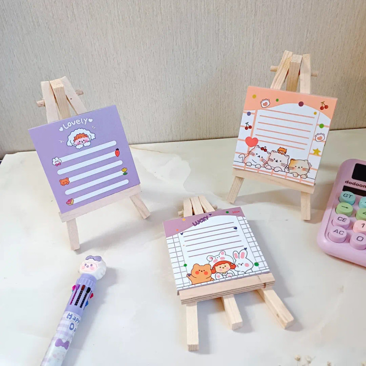 برگه یادداشت استیک نوت و نوت بوم چوبی پایه دار و استند و نگهدارنده موبایل و گوشی