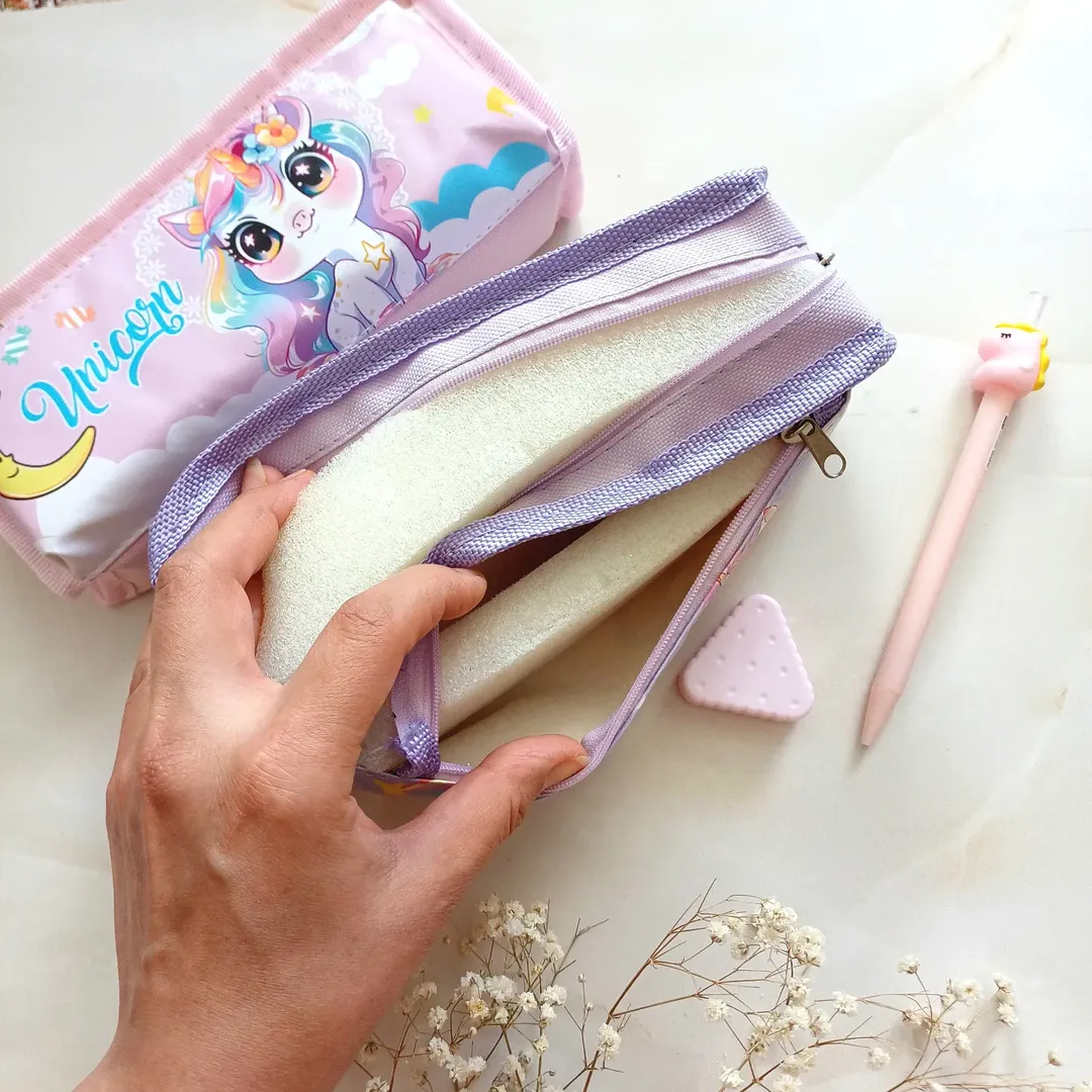 جامدادی دو زیپ طرح یونیکورن ، جامدادی فانتزی دوزیپ مدل اسب تک شاخ