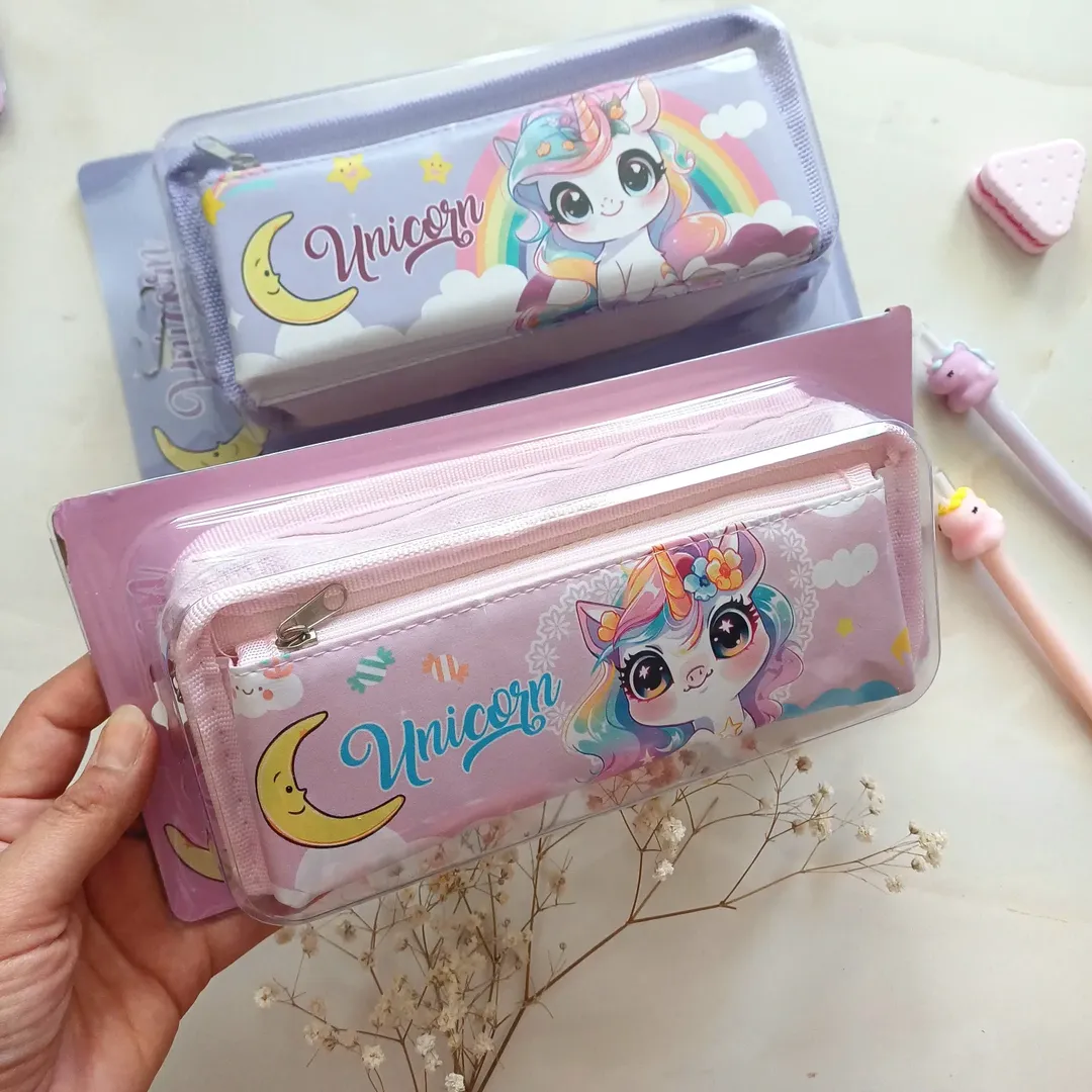 جامدادی دو زیپ طرح یونیکورن ، جامدادی فانتزی دوزیپ مدل اسب تک شاخ