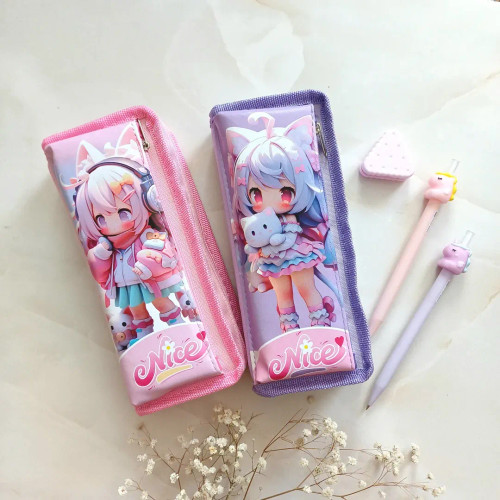 جامدادی دو زیپ مدل دختر نایس انیمه ، جامدادی دوزیپ دخترونه فانتزی برزنتی