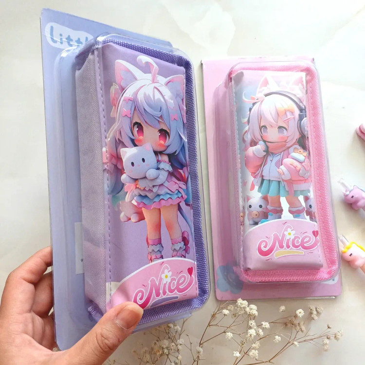 جامدادی دو زیپ مدل دختر نایس انیمه ، جامدادی دوزیپ دخترونه فانتزی برزنتی