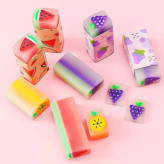 پاک کن ژله ای مغزدار مدل میوه ، پاکن هندوانه انگور پرتقال ، گیفت حرف م و پ