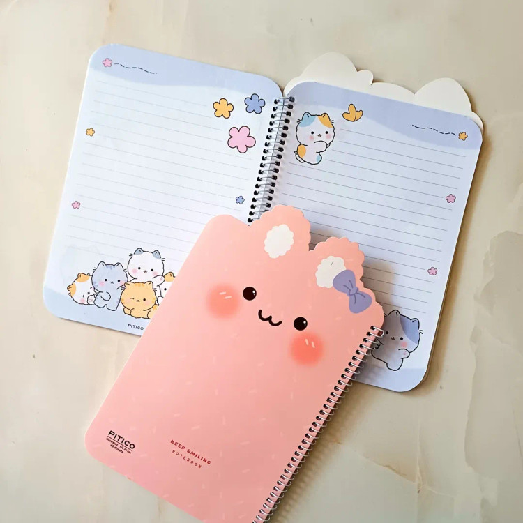 دفتر مشق حاشیه رنگی طرحدار فنردار مدل حیوانات گوش دار ۴۰ برگ از برگ پیتیکو ، دفتر املا ، دیکته