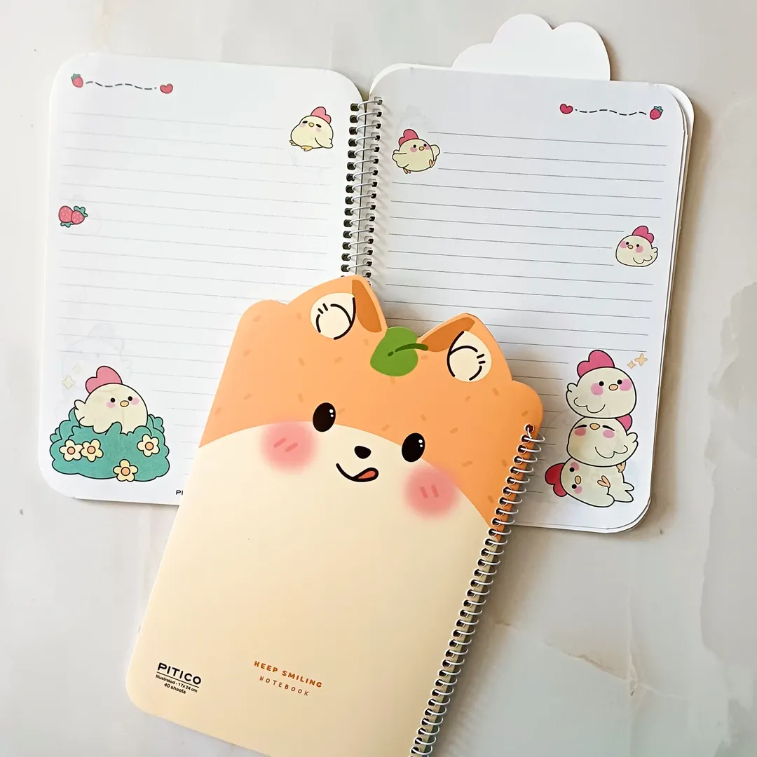 دفتر مشق حاشیه رنگی طرحدار فنردار مدل حیوانات گوشدار ۴۰ برگ از برگ پیتیکو ، دفتر املا ، دیکته