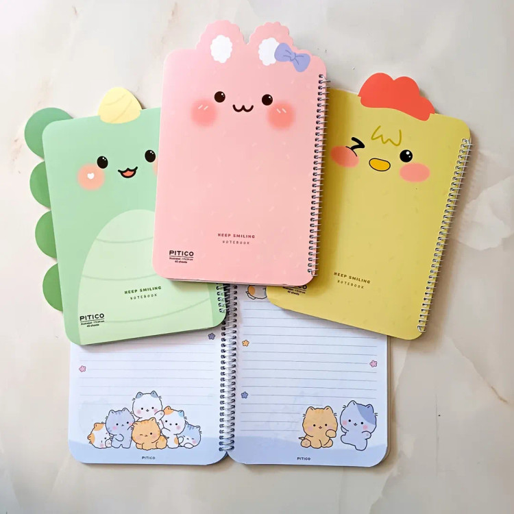 دفتر مشق حاشیه رنگی طرحدار فنردار مدل حیوانات گوشدار ۴۰ برگ از برگ پیتیکو ، دفتر املا ، دیکته