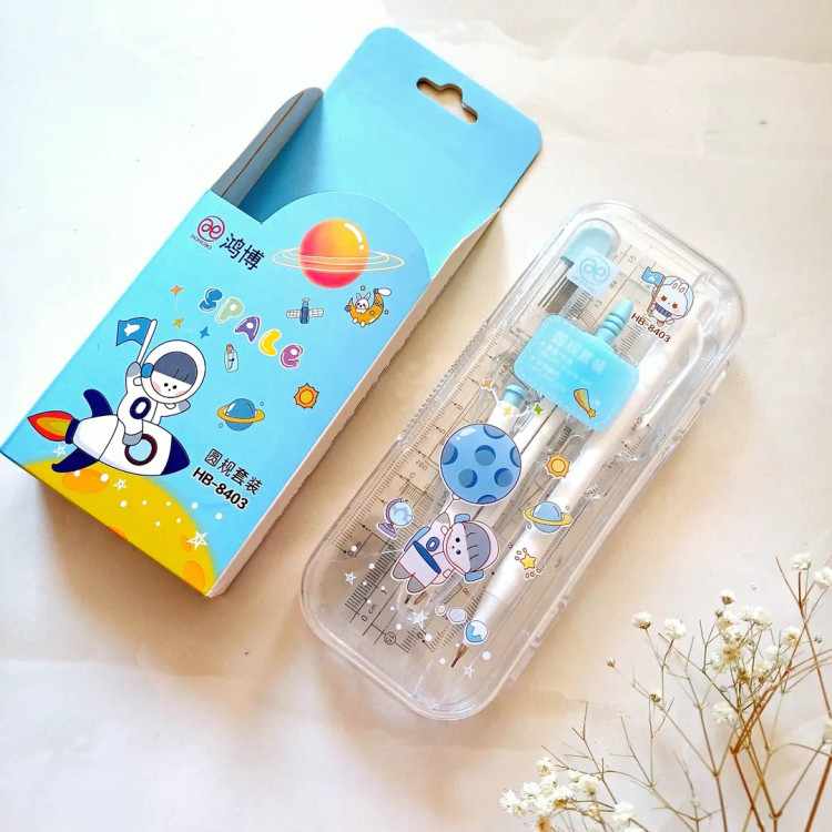 ست رسم و ست پرگار نقاله گونیا خط کش مدل فضانورد فانتزی ، ست ریاضی