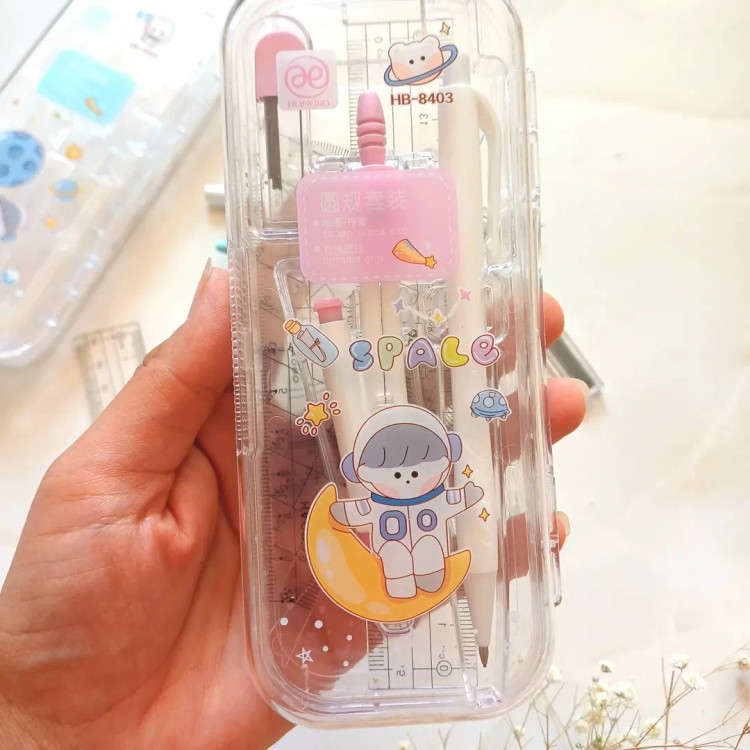 ست رسم و ست پرگار نقاله گونیا خط کش مدل فضانورد فانتزی ، ست ریاضی