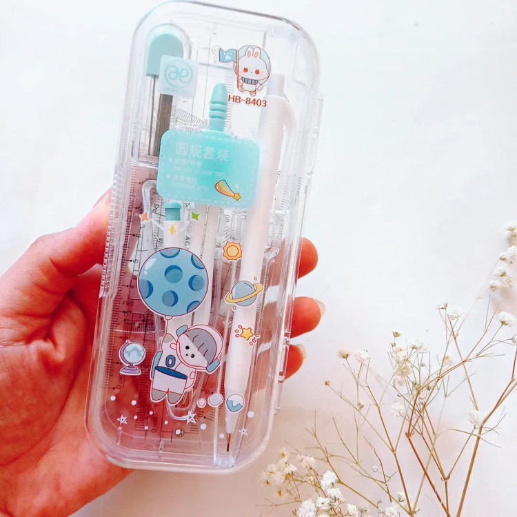 ست رسم و ست پرگار نقاله گونیا خط کش مدل فضانورد فانتزی ، ست ریاضی