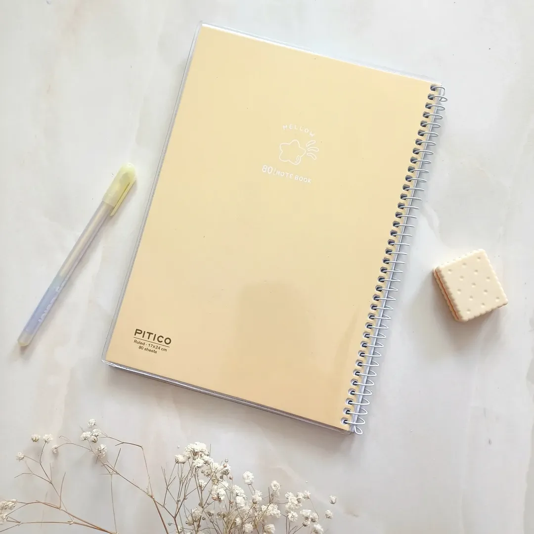 دفتر مشق ساده رنگی مجلد خط دار پاستلی 80 برگ از برند پیتیکو