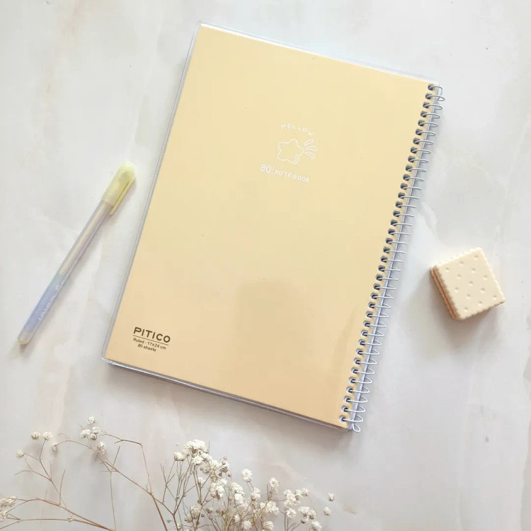 دفتر مشق ساده رنگی مجلد خط دار پاستلی 80 برگ از برند پیتیکو