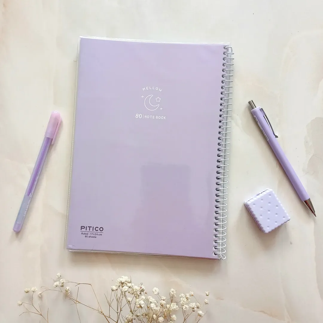 دفتر مشق ساده مجلد خطدار پاستلی 80 برگ از برند پیتیکو