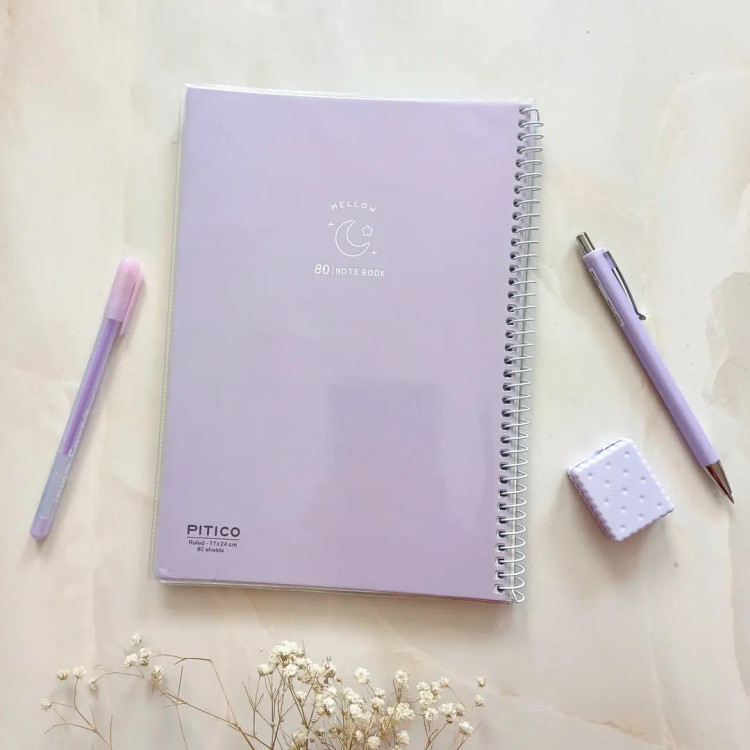 دفتر مشق ساده مجلد خطدار پاستلی 80 برگ از برند پیتیکو