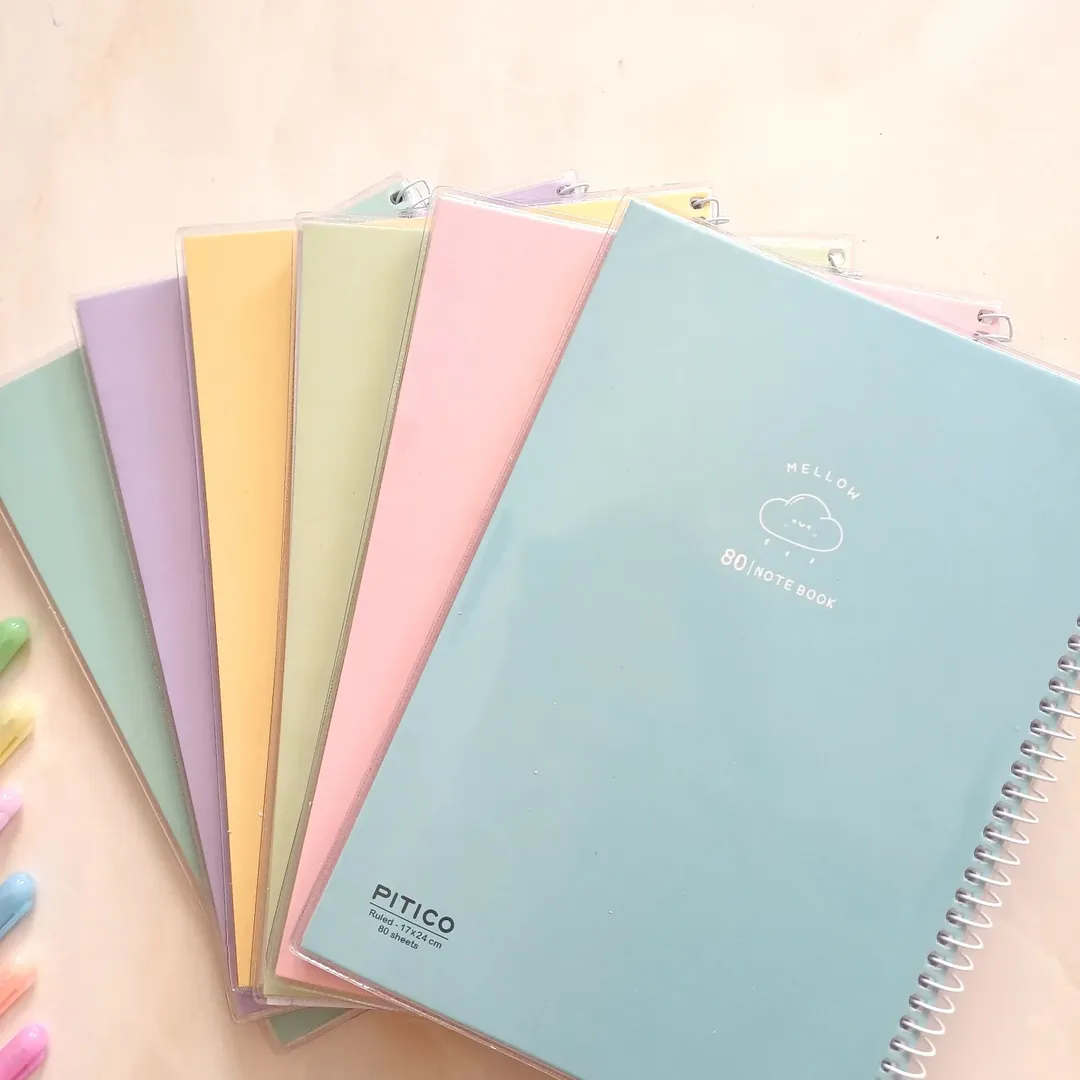 دفتر مشق مجلد خط دار پاستلی 80 برگ از برند پیتیکو