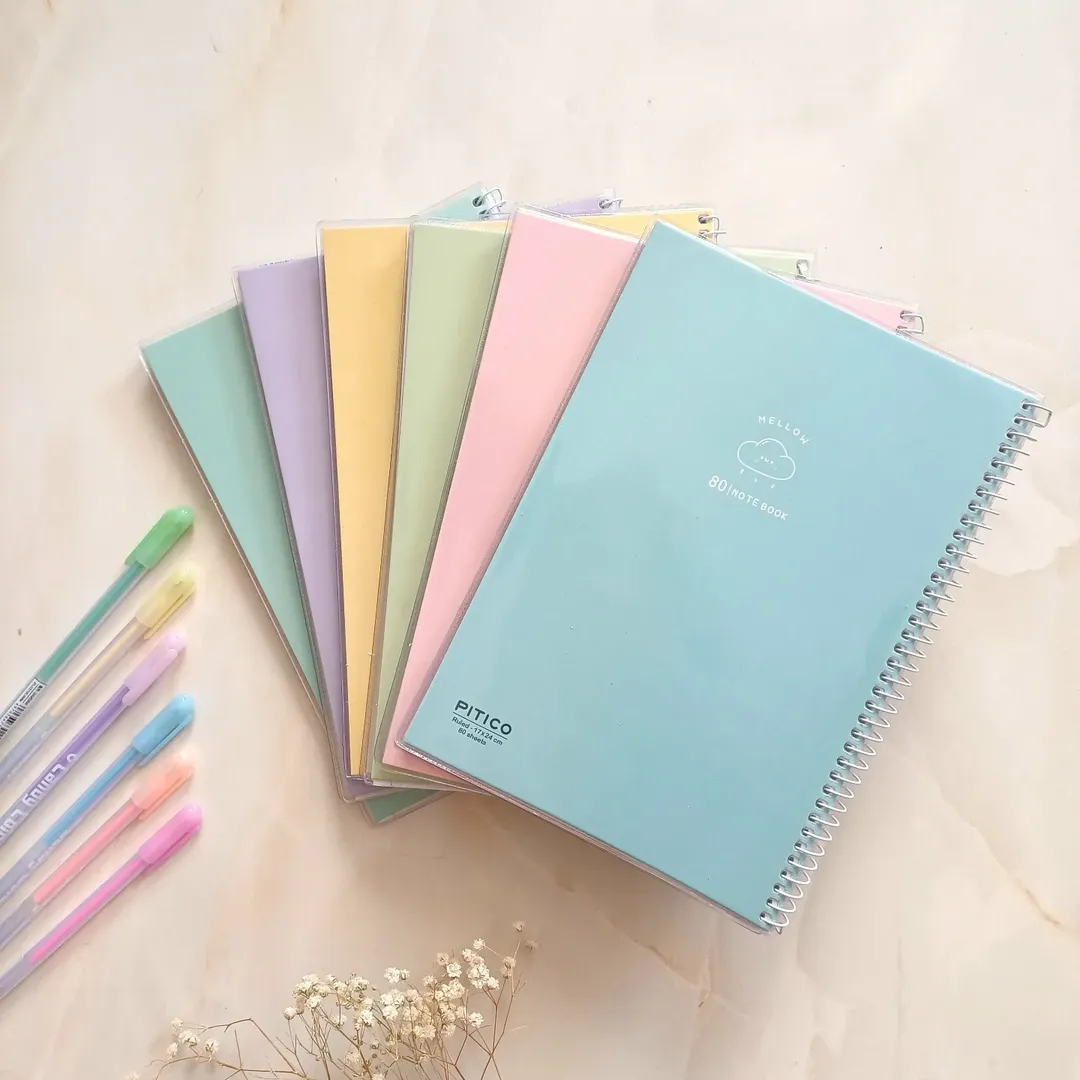 دفتر مشق مجلد خط دار پاستلی 80 برگ از برند پیتیکو
