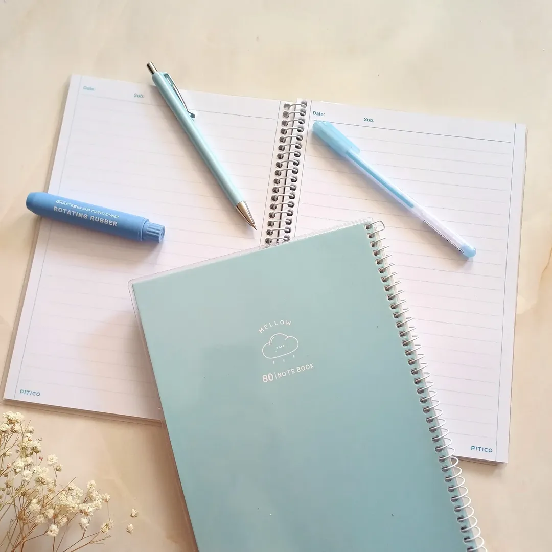 دفتر مشق ساده رنگی مجلد خط دار پاستلی 80 برگ از برند پیتیکو