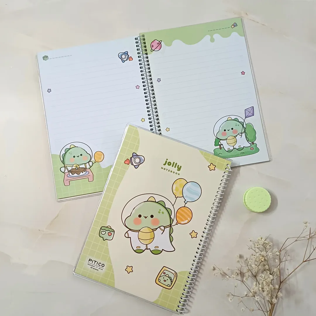 دفتر مشق خط دار حاشیه رنگی طرحدار فنردار ۴۰ برگ مجلد از برند پیتیکو  ، دفتر املا و دیکته فانتزی کیوت