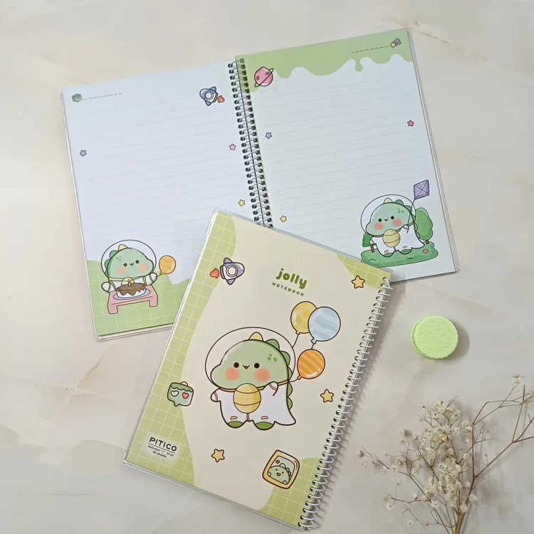 دفتر مشق خط دار حاشیه رنگی طرحدار فنردار ۴۰ برگ مجلد از برند پیتیکو ، دفتر املا و دیکته فانتزی کیوت