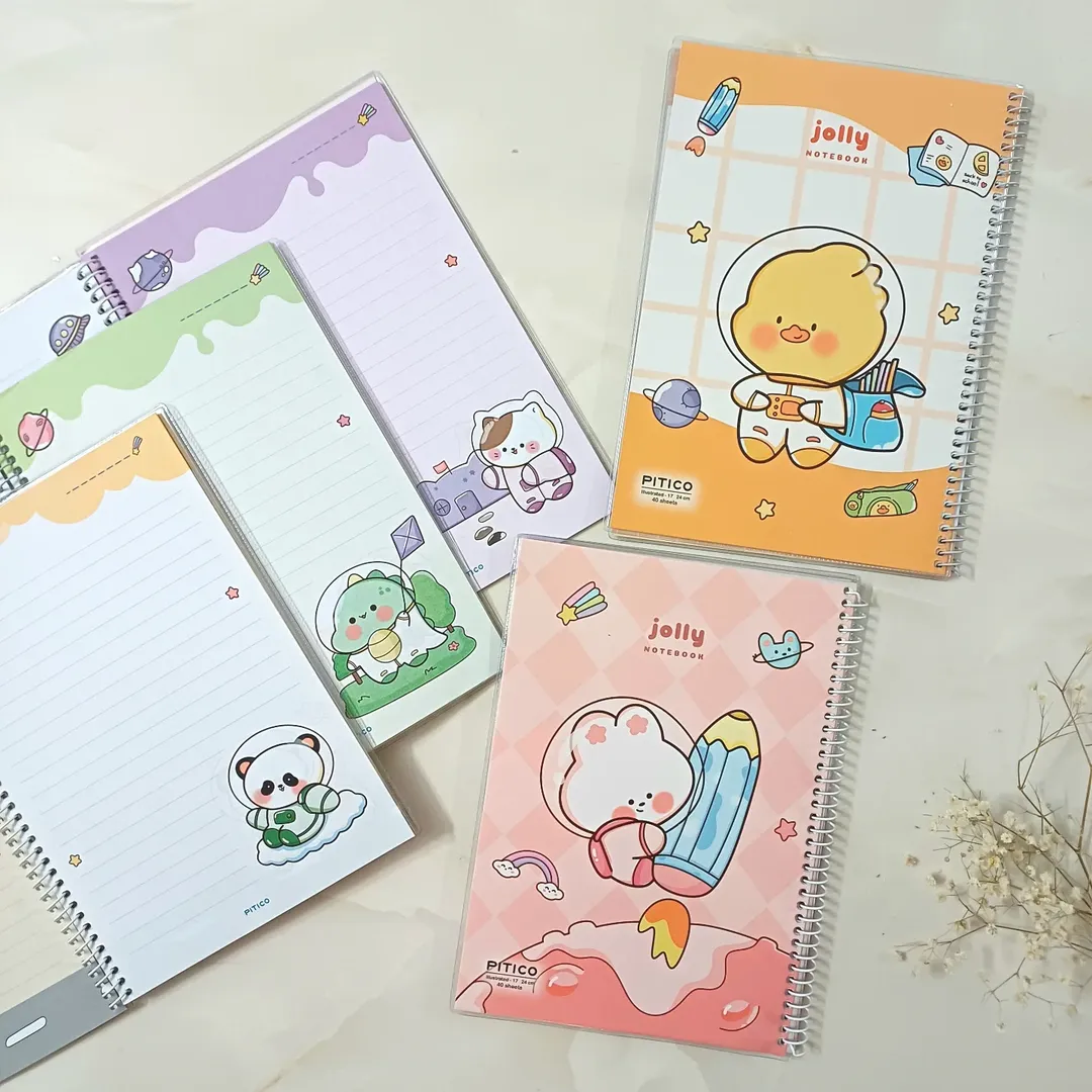 دفتر مشق خط دار حاشیه رنگی طرحدار فنردار ۴۰ برگ مجلد از برند پیتیکو  ، دفتر املا و دیکته فانتزی کیوت