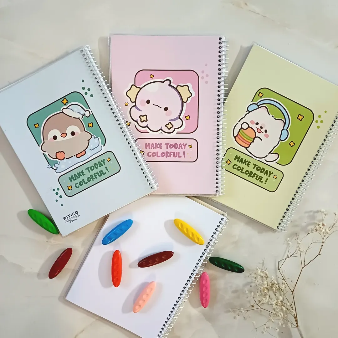 دفتر نقاشی مجلد فنری 60برگ از برند پیتیکو دفتر فنری فانتزی حیوانات کیوت