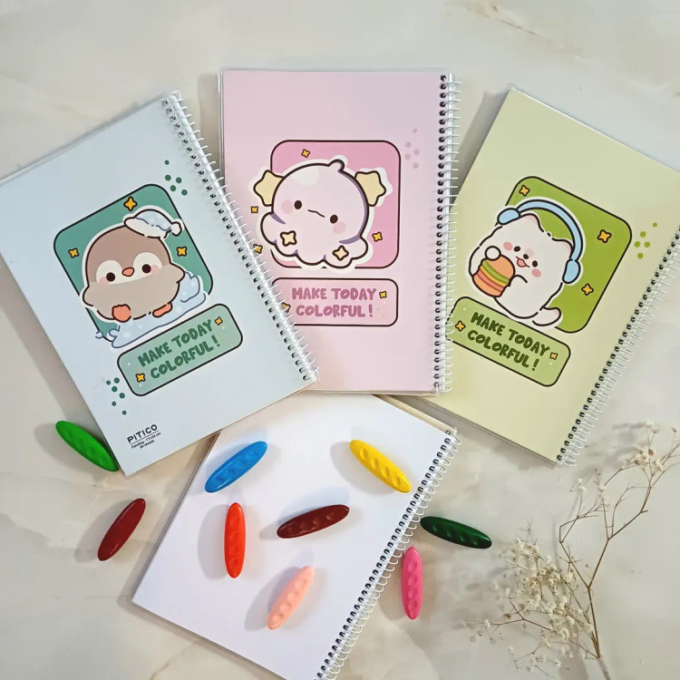 دفتر نقاشی مجلد فنری 60برگ از برند پیتیکو دفتر فنری فانتزی حیوانات کیوت