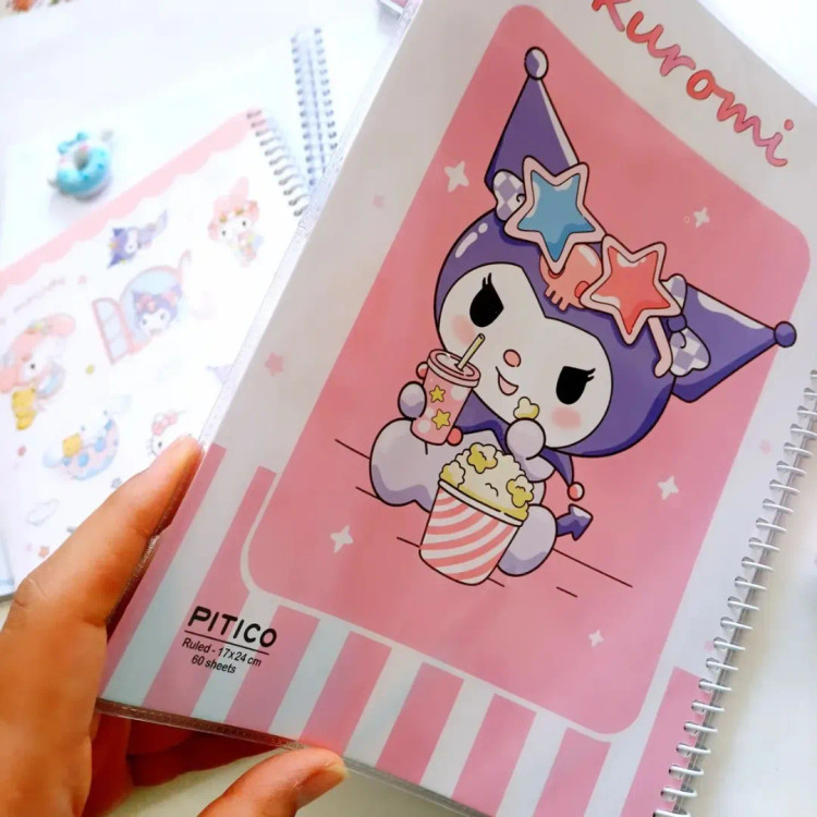 دفتر مجلد فنری 60 برگ کرومی ملودی استیکردار