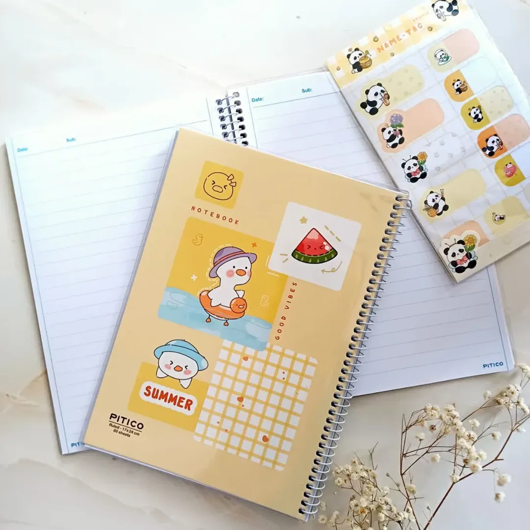 دفتر مشق خط دار مجلد فانتزی مدل پترن 60 برگ از برند پیتیکو دفتر سیمی کیوت