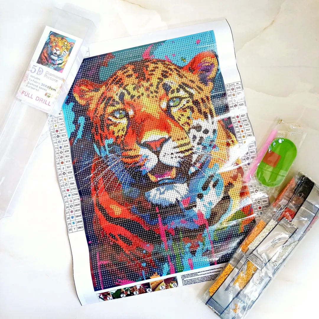 نقاشی الماسی سفره ای و رولی بزرگسالان ، نقاشی نگینی بزرگسال 30 در 40 سانت