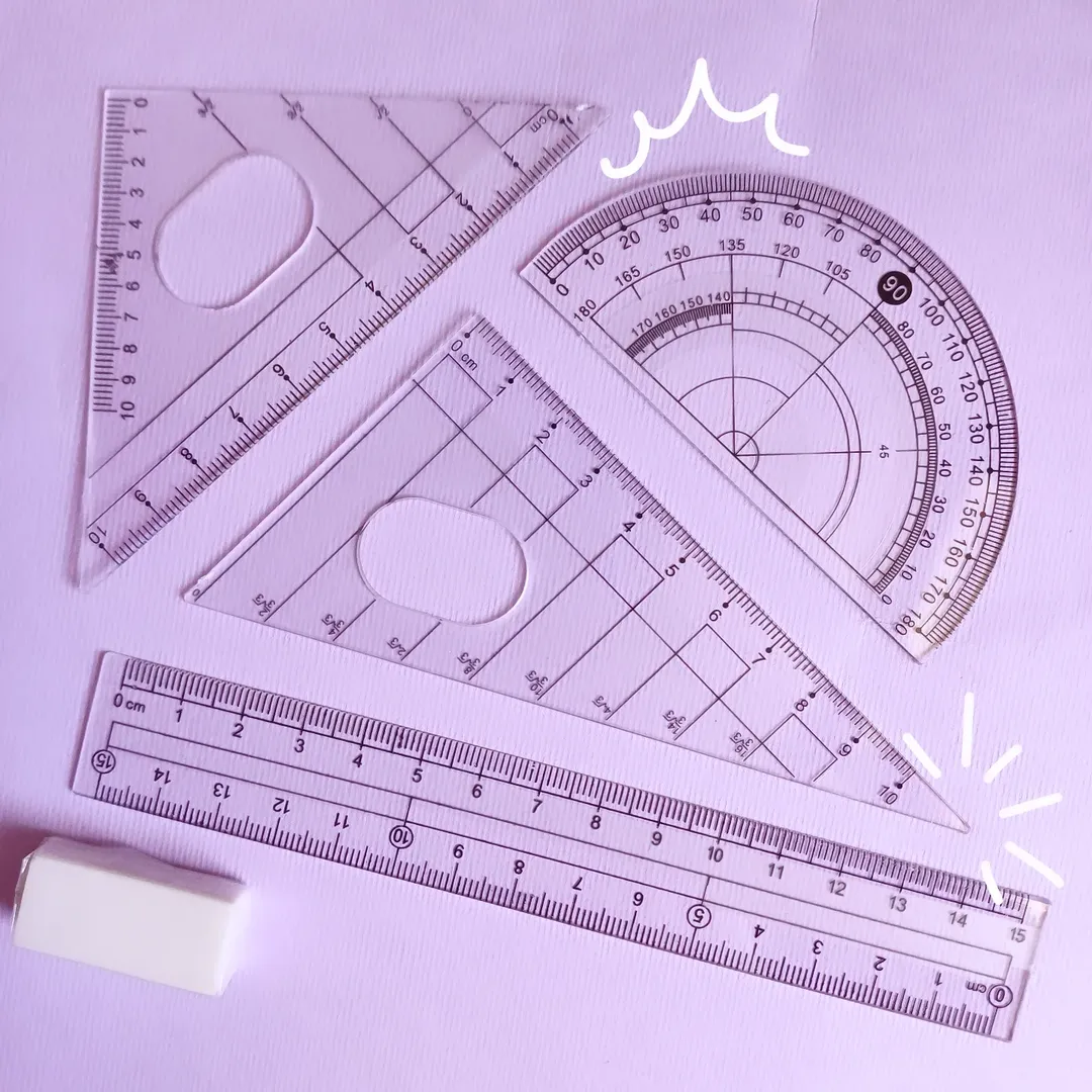 ست خط کش گونیا نقاله و پاکن