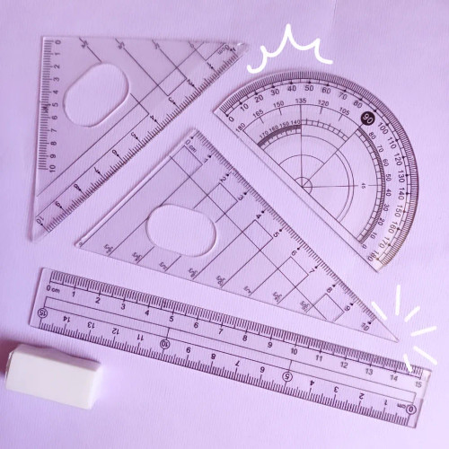 ست خط کش گونیا نقاله و پاکن