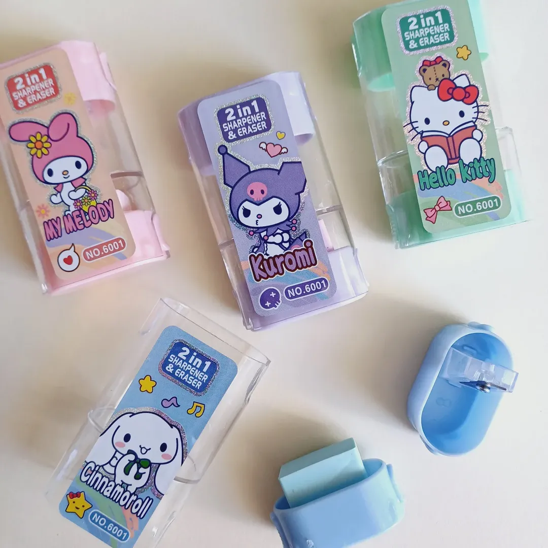 پاک کن تراش مخزن دار فانتزی مدل کرومی و ملودی ، پاکن همراه تراش