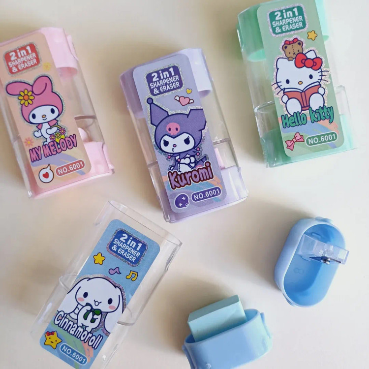 پاک کن تراش مخزن دار فانتزی مدل کرومی و ملودی ، پاکن همراه تراش