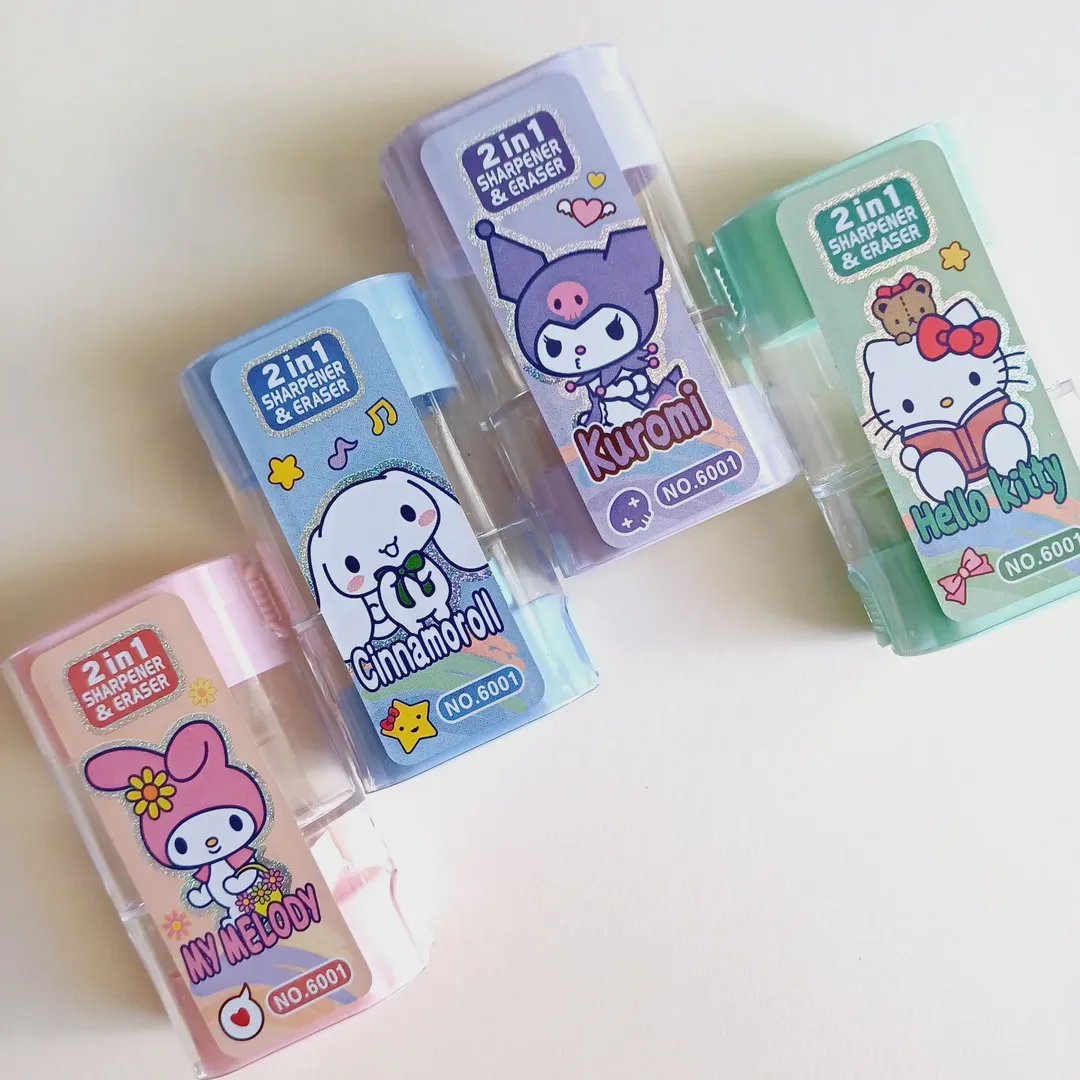 پاک کن تراش مخزن دار فانتزی طرح کرومی و ملودی ، پاکن همراه تراش