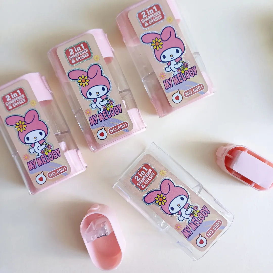 پاک کن تراش مخزن دار فانتزی مدل کرومی و ملودی ، پاکن همراه تراش