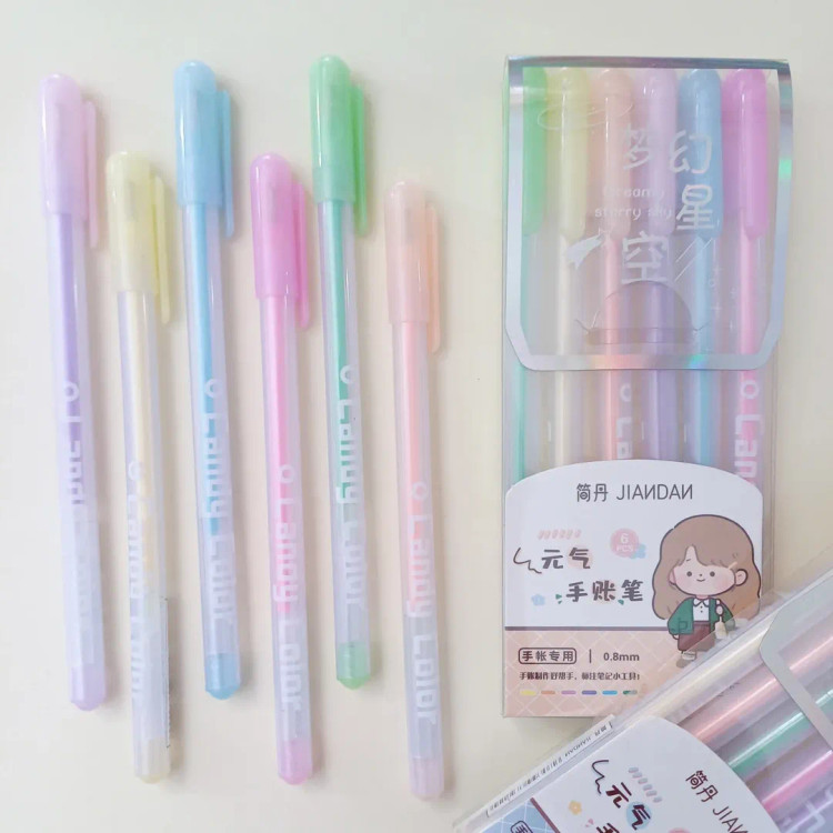 خودکار ۶ رنگ پاستلی از برند جیاندان jiandan