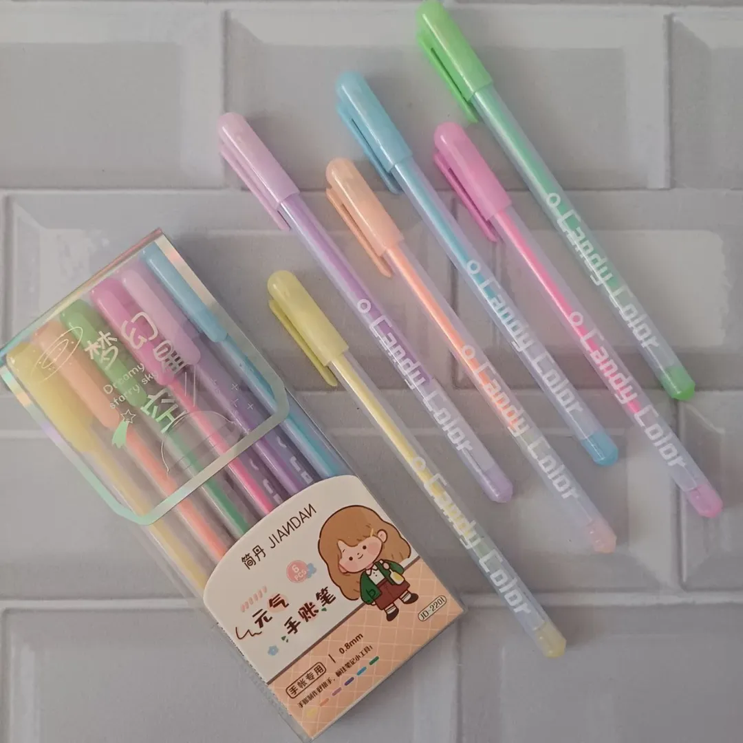 خودکار ۶ رنگ پاستلی از برند جیاندان jiandan