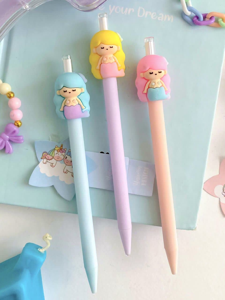 اتود سیلیکونی پری دریایی فانتزی ۷ دهم ، مداد نوکی پاستلی باکیفیت کیوت