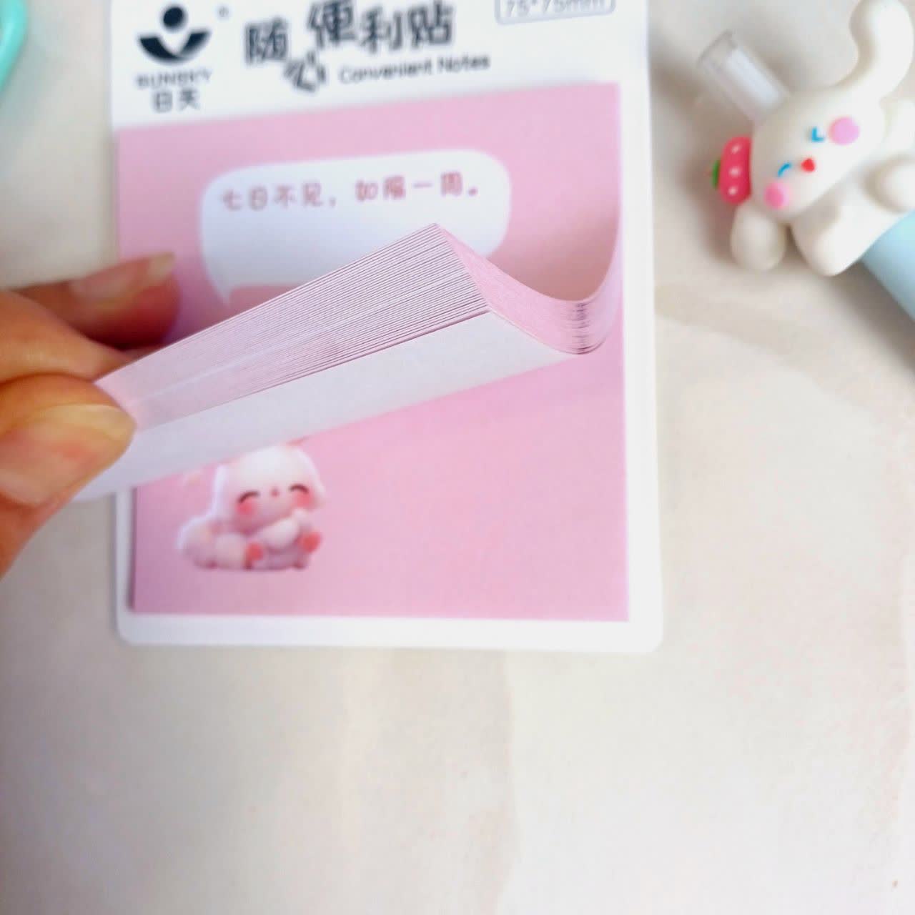 استیک نوت و برگه یادداشت چسبی مدل خرگوش کیوت صورتی ، نوت پد فانتزی