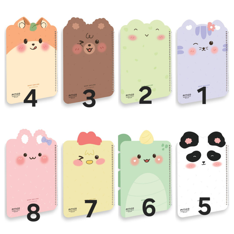 دفتر مشق حاشیه رنگی طرحدار فنردار مدل حیوانات گوش دار ۴۰ برگ فانتزی کیوت ، دفتر املا ، دیکته