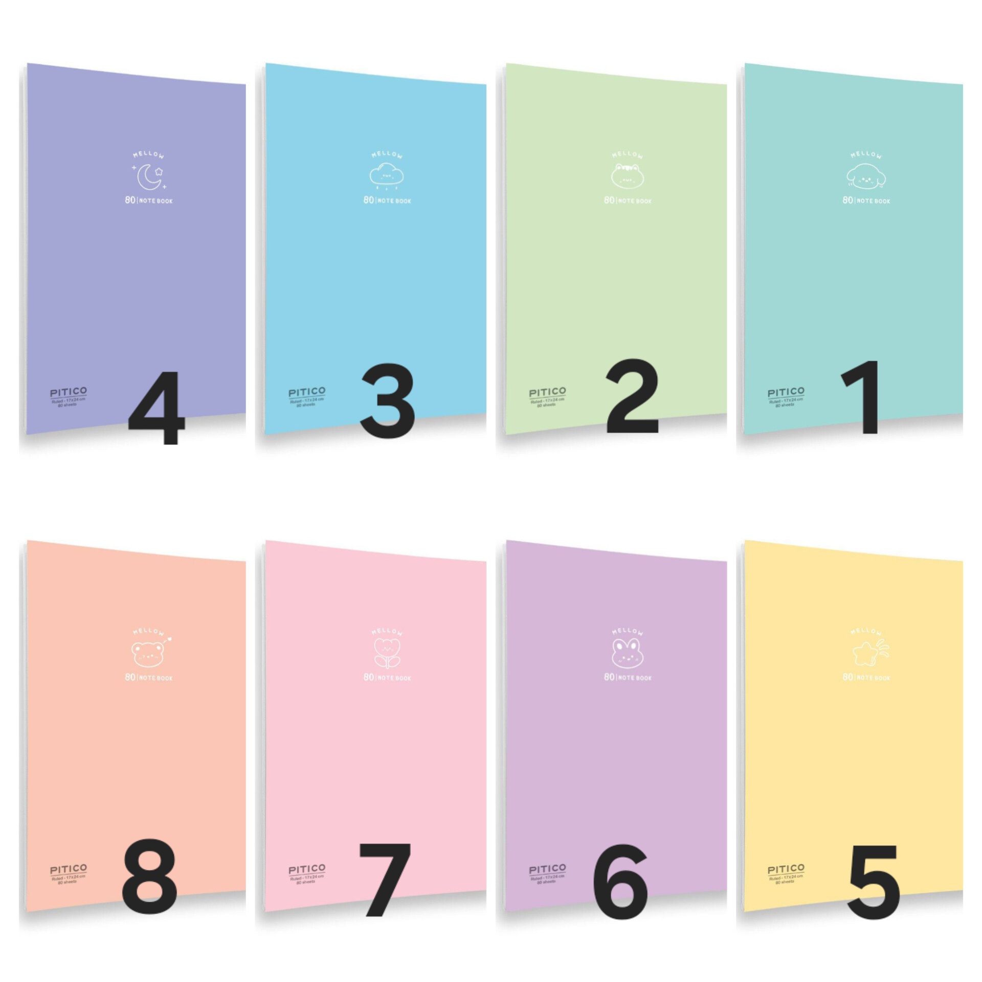 دفتر مشق ساده رنگی مجلد خط دار پاستلی 80 برگ از برند پیتیکو