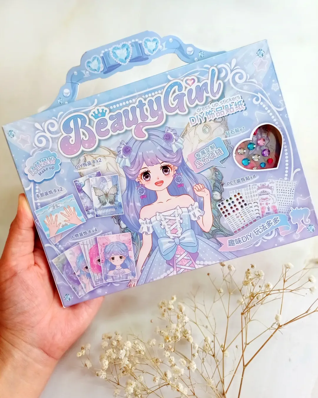 ست و پک کادویی استیکر آرایشی طرح کیف ، دفترچه استیکر چیدمان صورت و ناحن