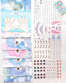 ست و پک کادویی استیکر آرایشی طرح کیف ، دفترچه استیکر چیدمان صورت و ناحن