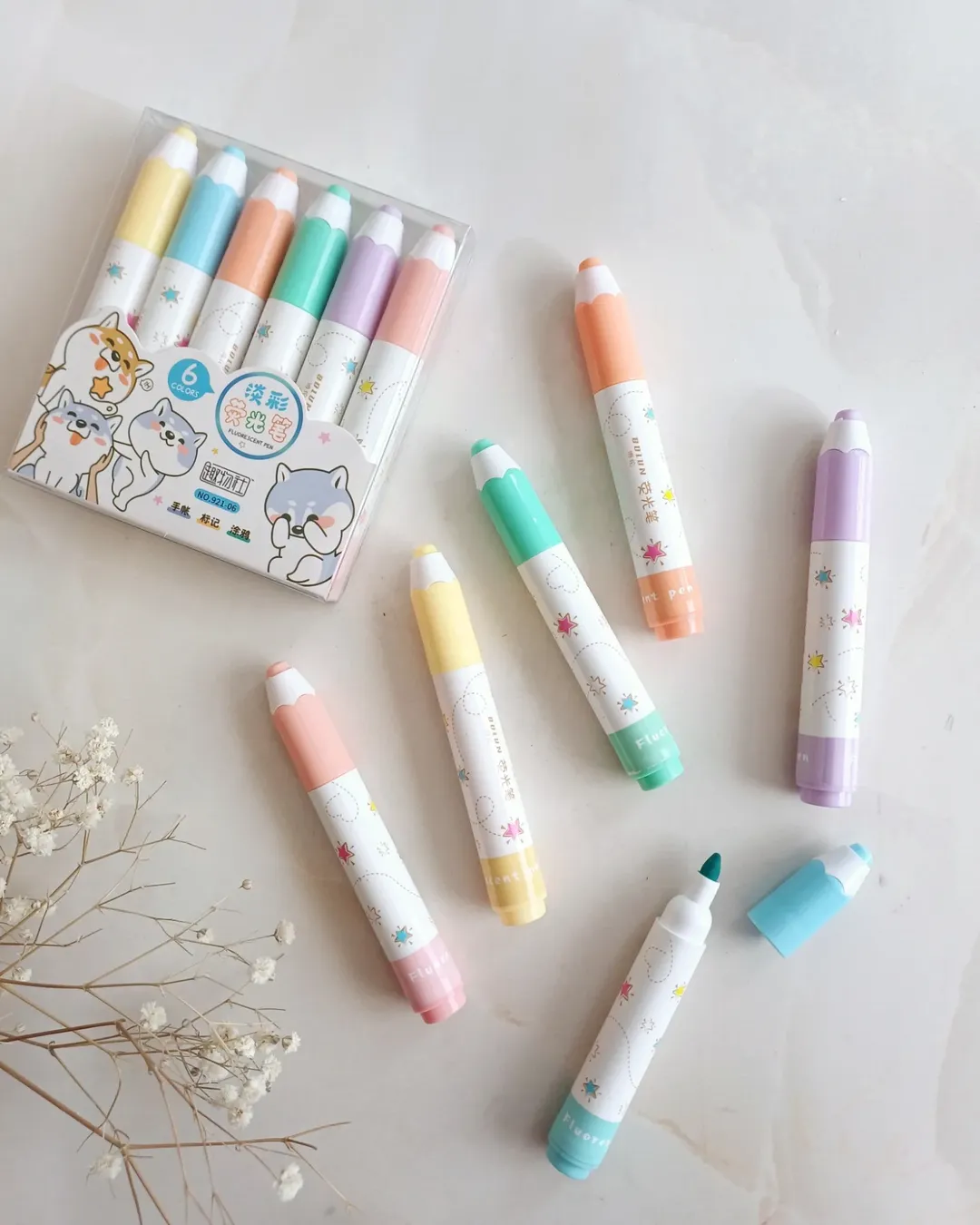 هایلایتر ۶ عددی طرح مداد هایلایت 6 رنگ