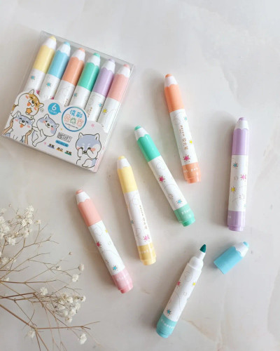 هایلایتر ۶ عددی طرح مداد هایلایت 6 رنگ